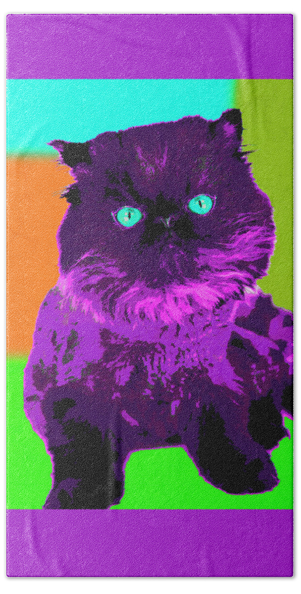 Cat Beach Towel featuring the photograph PopART Persian Kitty by Renee Spade Photography