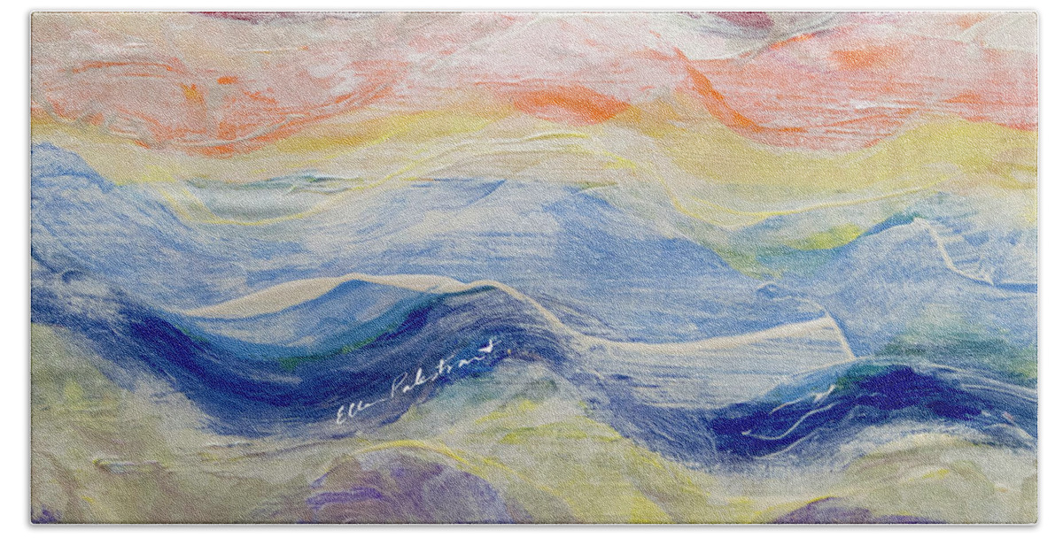 Wall Art Beach Towel featuring the painting Skymerging With The Any-Colored Sky of Glimpse by Ellen Palestrant