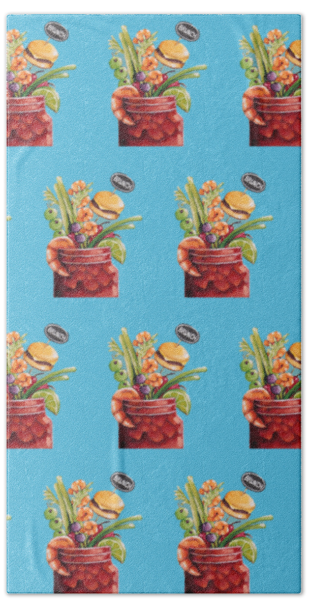 Bloody Mary Beach Towel featuring the painting Bloody Mary Brunch by Lucia Stewart