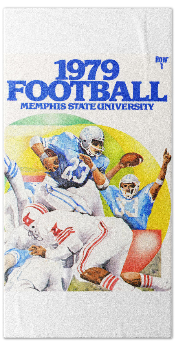 1979 Beach Towel featuring the mixed media 1979 Memphis State Football Art by Row One Brand