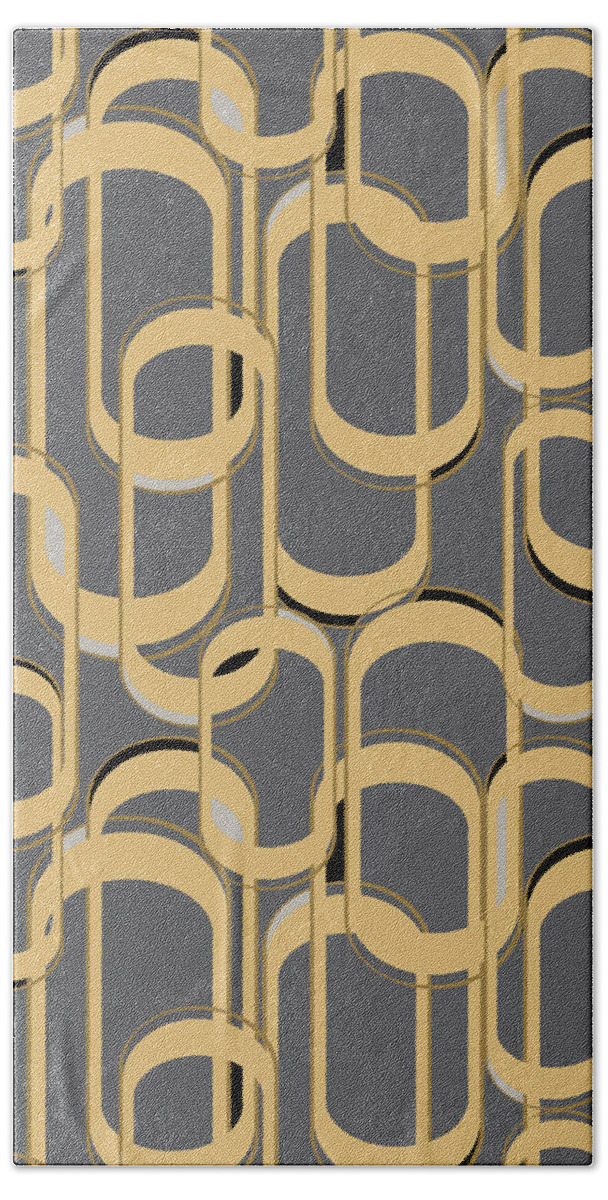 Art Deco Beach Towel featuring the digital art Oval Link Seamless Repeat Pattern by Sand And Chi