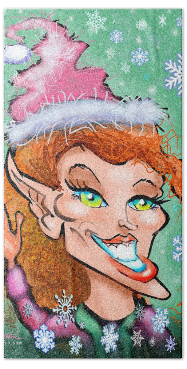 Christmas Beach Towel featuring the digital art Christmas Elf by Kevin Middleton