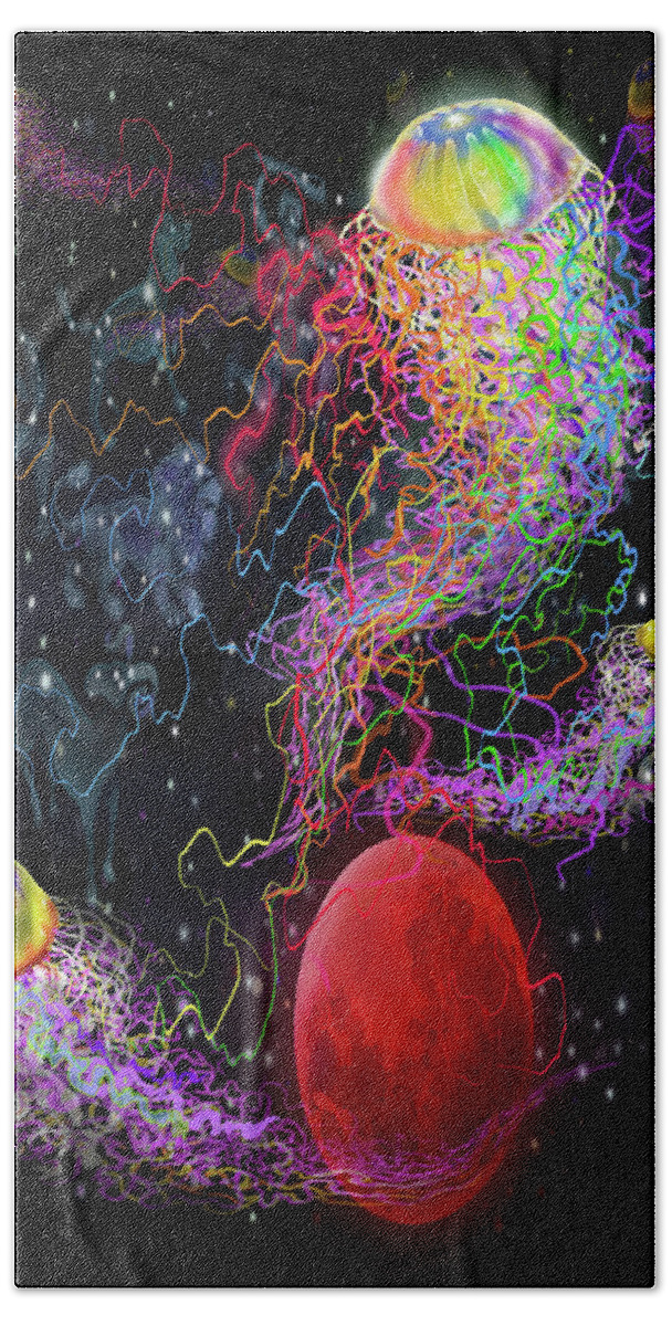 Space Beach Towel featuring the digital art Cosmic Connections by Kevin Middleton