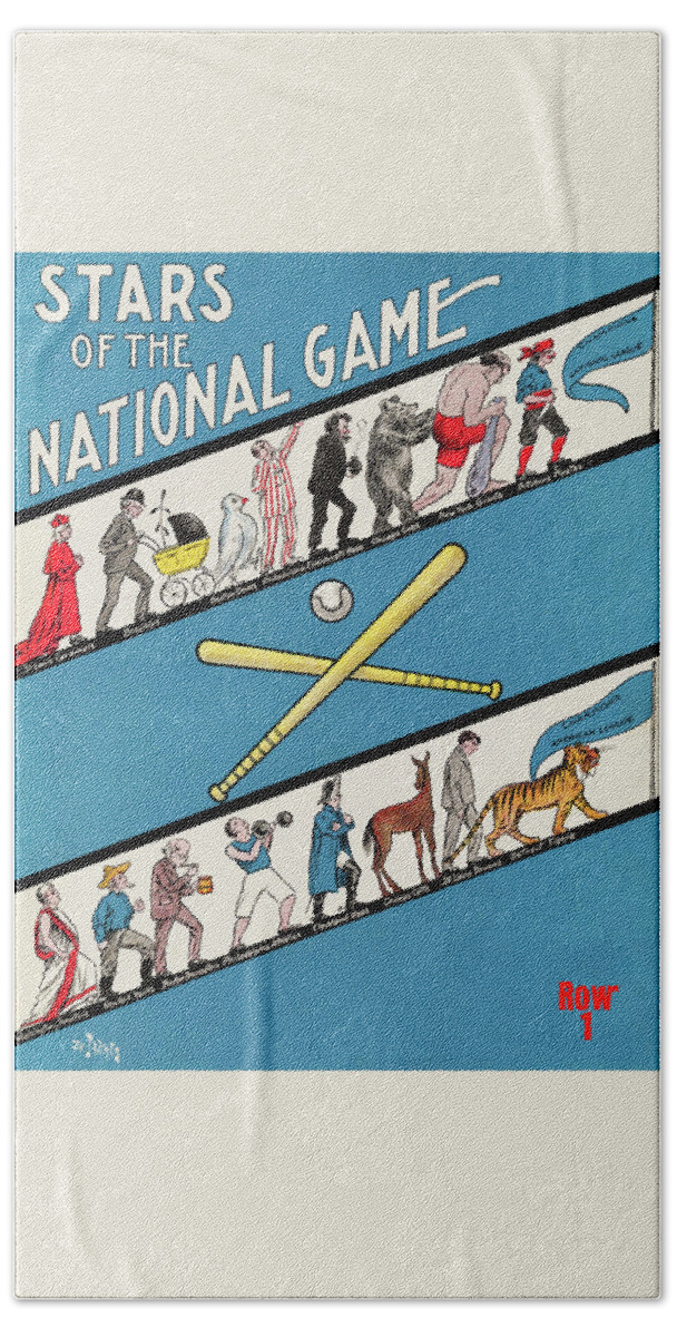 Baseball Beach Towel featuring the mixed media 1909 Stars of the National Game Baseball Art by Row One Brand