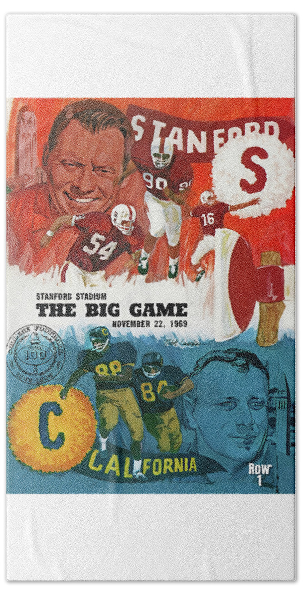 California Beach Towel featuring the mixed media 1969 Big Game by Row One Brand