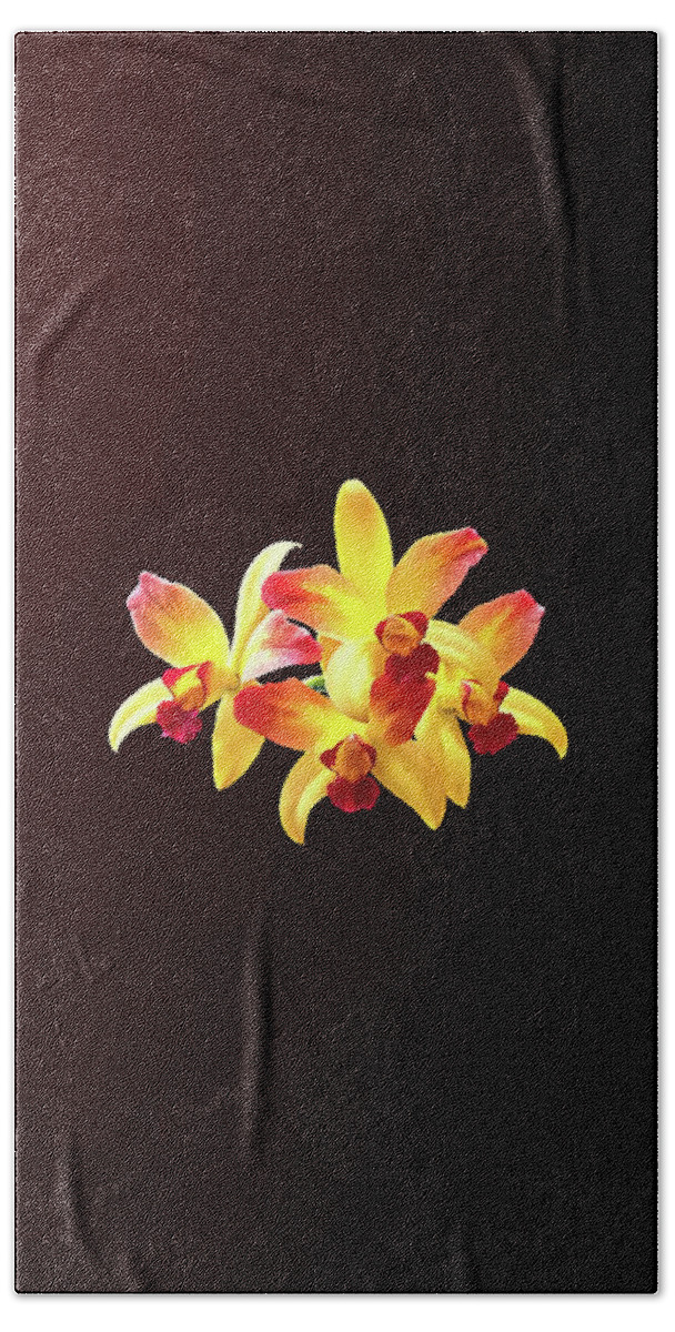 Orchid Beach Towel featuring the photograph Yellow and Maroon Orchids Brassolaeliocattleya Laughing Boy by Susan Savad