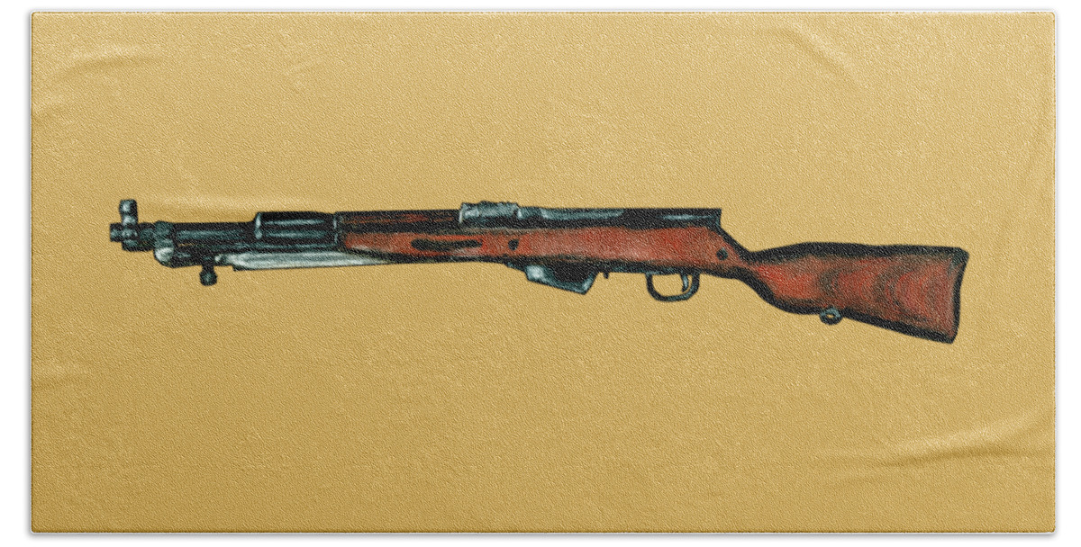 Malakhova Beach Towel featuring the painting Gun - Rifle - SKS by Anastasiya Malakhova
