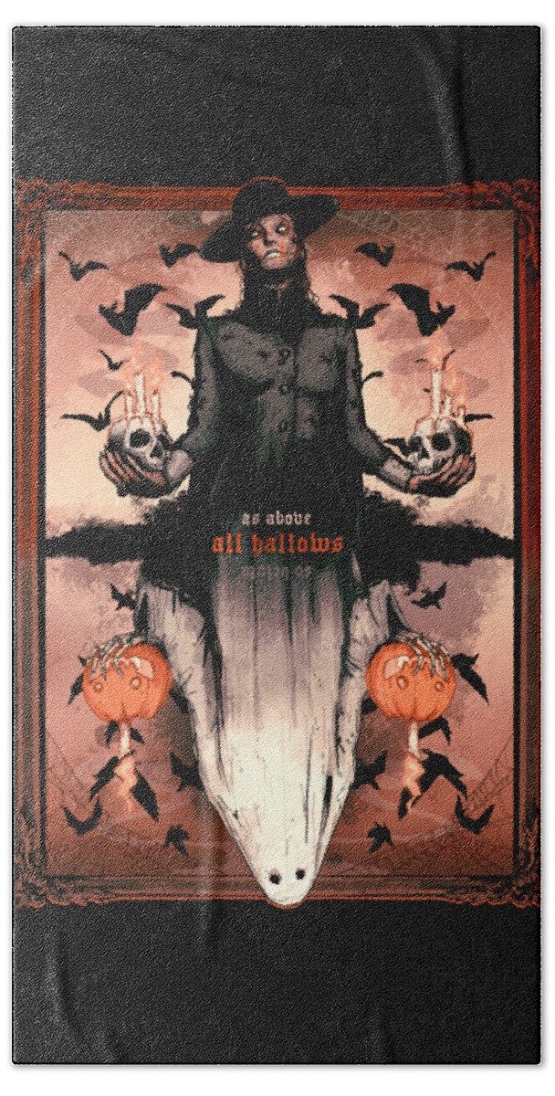 As Above Beach Towel featuring the drawing As Above So Below All Hallows by Ludwig Van Bacon