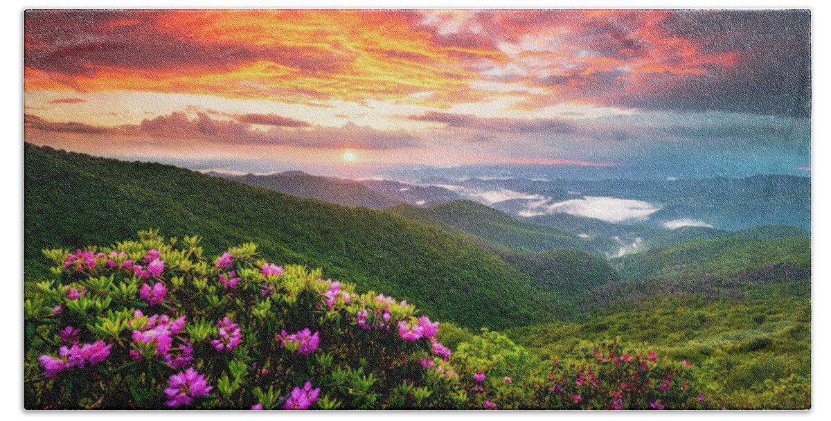 Blue Ridge Parkway Beach Towel featuring the photograph Asheville North Carolina Blue Ridge Parkway Scenic Sunset Landscape by Dave Allen