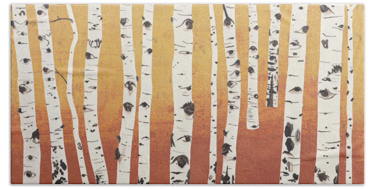 Aspen Trees Beach Towel featuring the painting Aspen Trees I by Nikita Coulombe