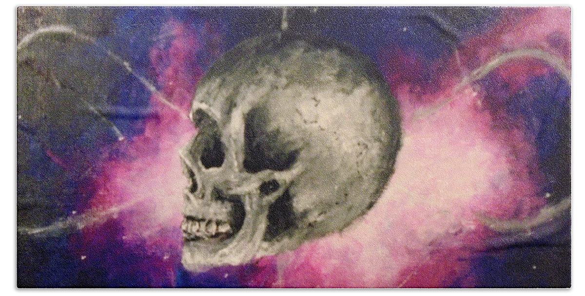 Skull Beach Towel featuring the painting Astral Projections by Jen Shearer