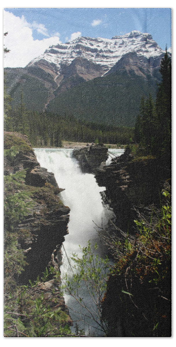 Waterfalls Beach Towel featuring the photograph Athasbasca Falls by Mary Gaines
