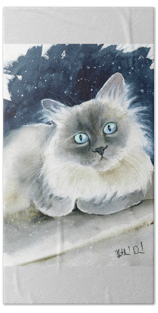 Cats Beach Towel featuring the painting Atticus Ragdoll Cat Painting by Dora Hathazi Mendes