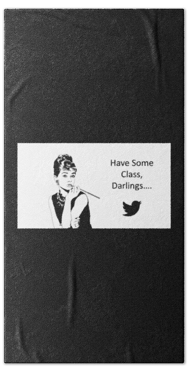 Social Media Beach Towel featuring the drawing Audrey Hepburn Says... by Nancy Ayanna Wyatt
