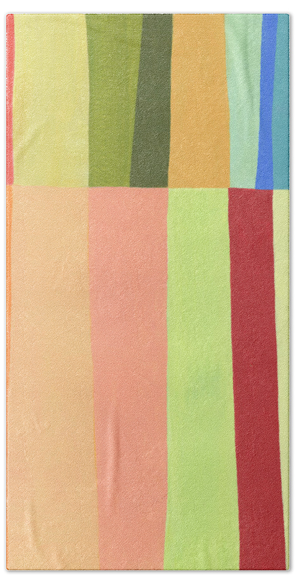 Abstract Art Beach Towel featuring the painting August Stripes #5 by Jane Davies