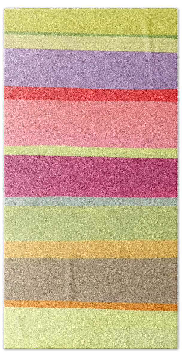 Abstract Art Beach Towel featuring the painting August Stripes #8 by Jane Davies