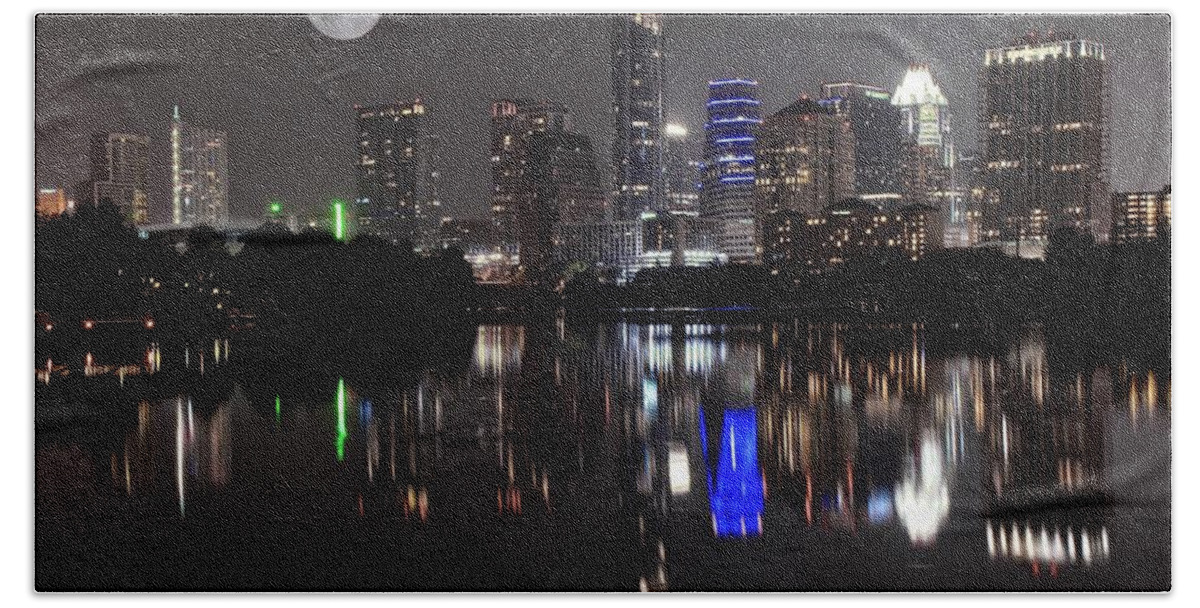 Austin Beach Towel featuring the photograph Austin in Partial Color by Frozen in Time Fine Art Photography