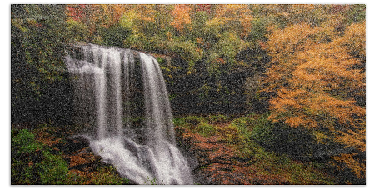 Blue Ridge Mountains Beach Towel featuring the photograph Autumn at Dry Falls by Robert J Wagner