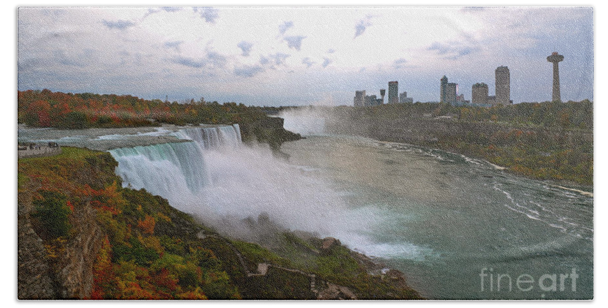 Fall Colors Beach Towel featuring the photograph Autumn Colors at the Falls by fototaker Tony