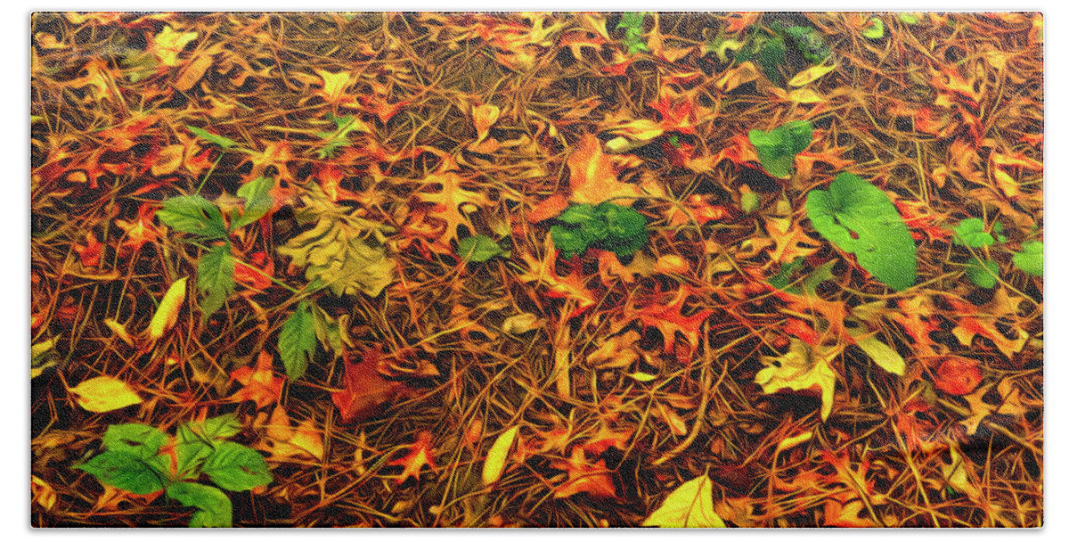 Autumn Colors Beach Towel featuring the photograph Autumn Colors on the Forest Floor by Sandra J's