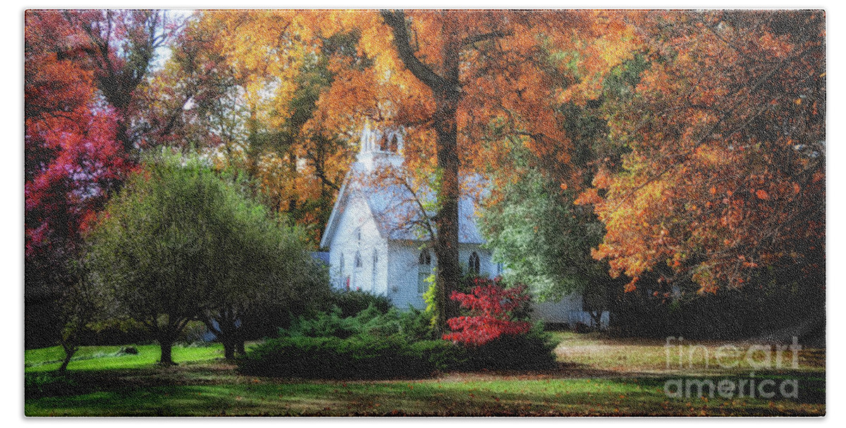 Landscape Beach Towel featuring the photograph Autumn Evensong by Lois Bryan