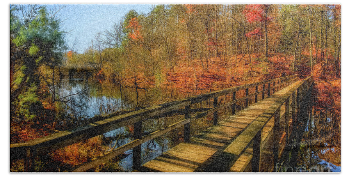 Autumn Beach Towel featuring the photograph Autumn Glory at Bays Mountain by Shelia Hunt