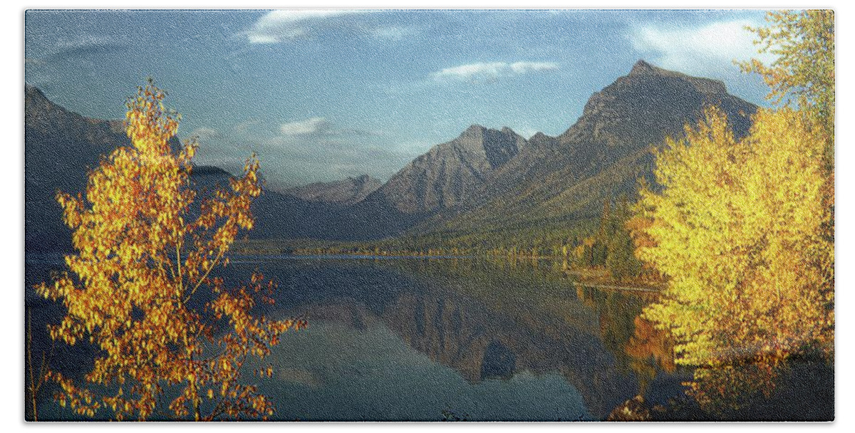 Lake Beach Towel featuring the photograph Autumn Lake Reflections by Russel Considine