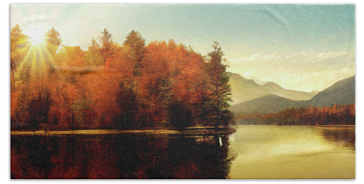 Autumn Landscape Beach Towel featuring the digital art Autumn Landscape by Peggy Collins
