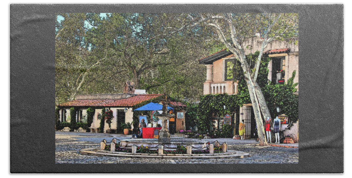 Paintings Beach Towel featuring the digital art Autumn Morning at Tlaquepaque by Al Judge