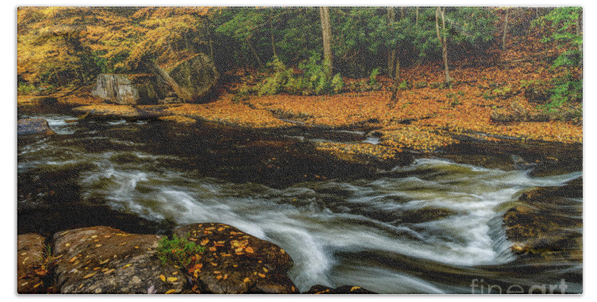 Williams River Beach Towel featuring the photograph Autumn Rain as the River Flows by Thomas R Fletcher