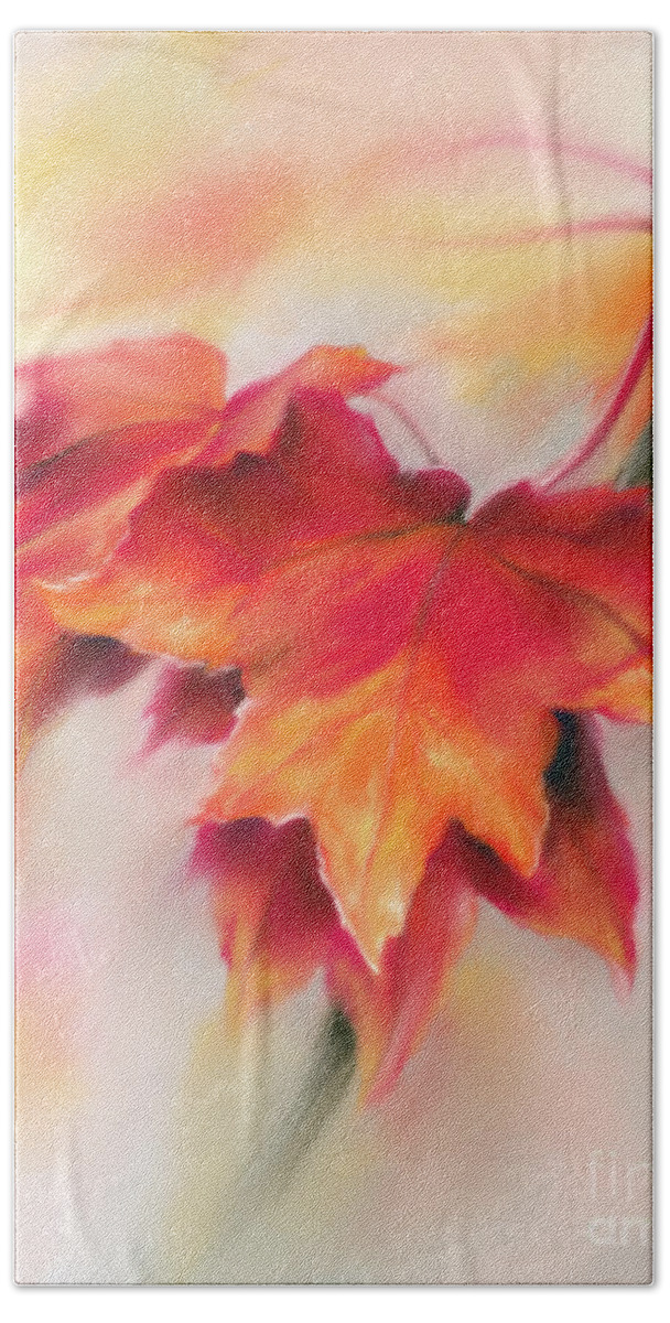 Botanical Beach Towel featuring the painting Autumn Red Maple Leaves by MM Anderson
