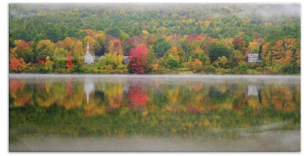 New Hampshire Beach Towel featuring the photograph Autumn Reflections, Eaton, NH. by Jeff Sinon
