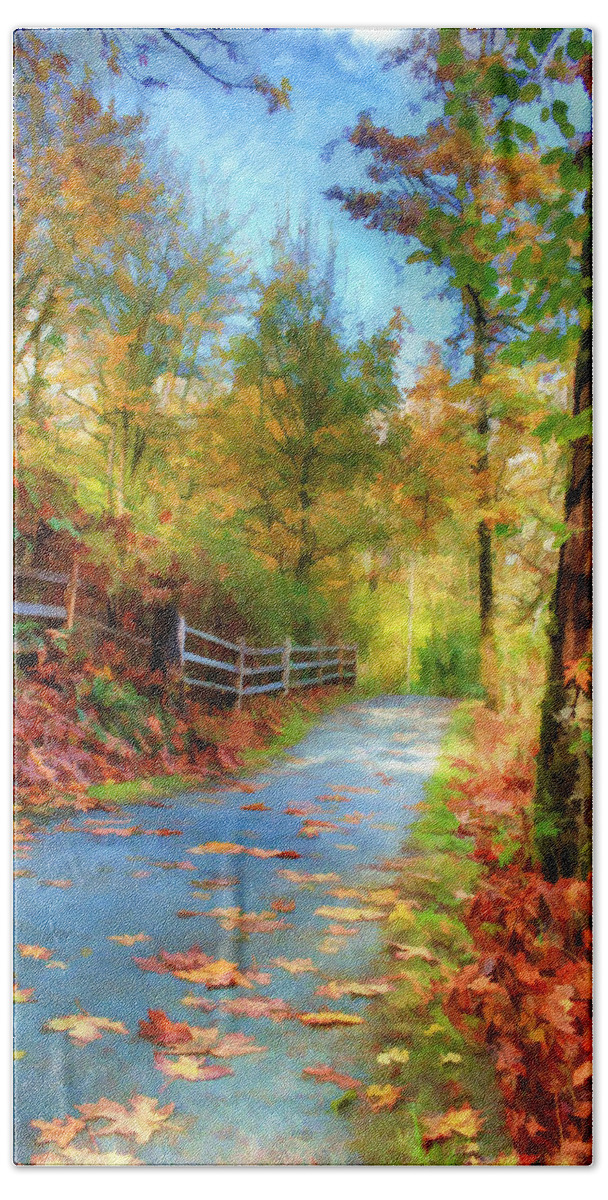 Trail Beach Towel featuring the painting Autumn Road - DWP1156937 by Dean Wittle