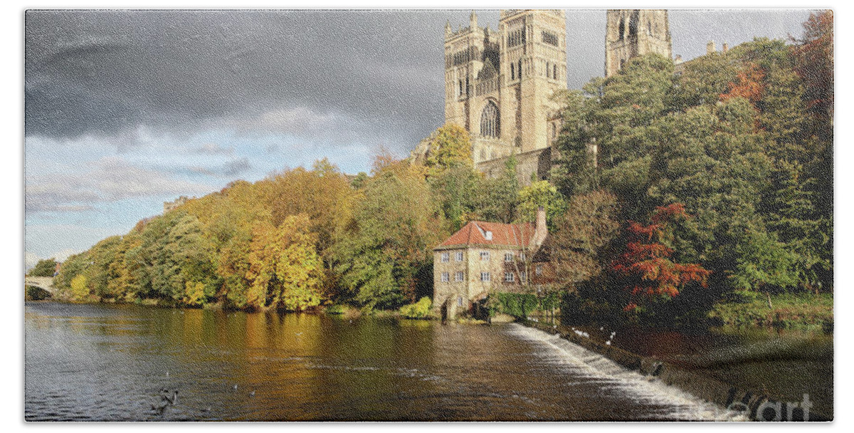 Durham Beach Towel featuring the photograph Autumn View of Durham Cathedral by Bryan Attewell