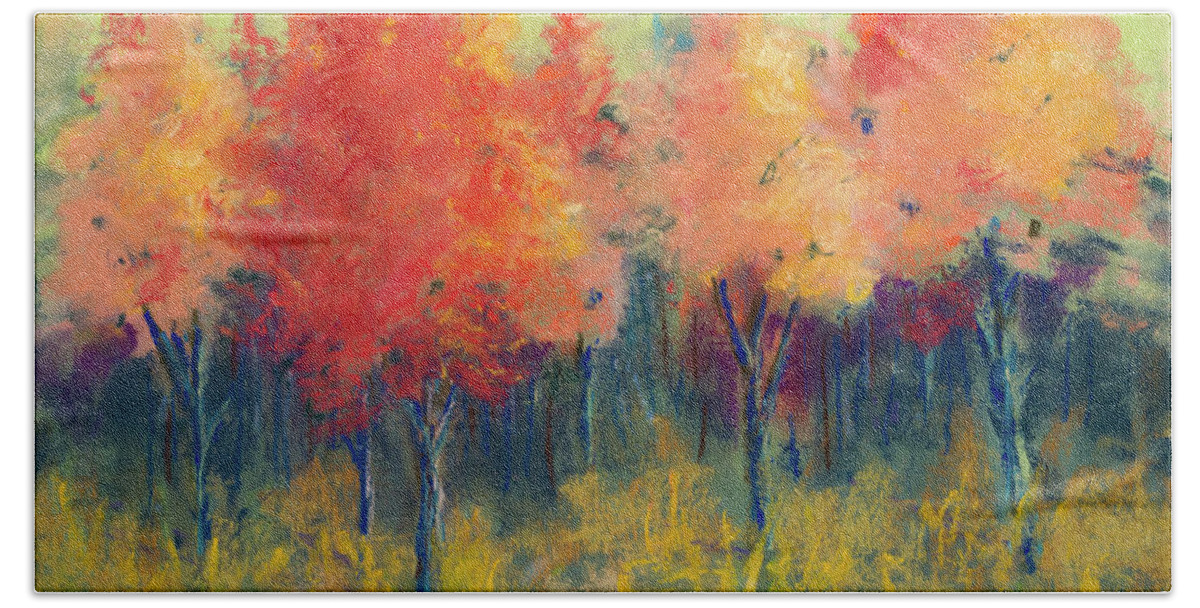 Painting Beach Sheet featuring the painting Autumn's Glow by Lee Beuther