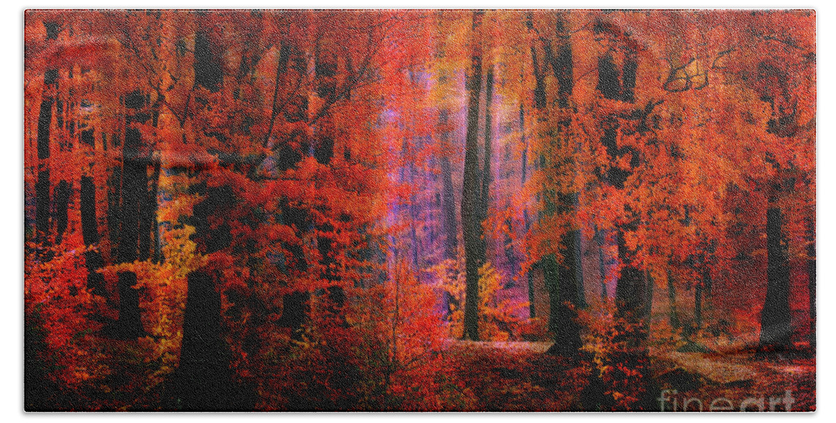 Forest Beach Towel featuring the digital art Autumn's paintbrush by Chris Armytage