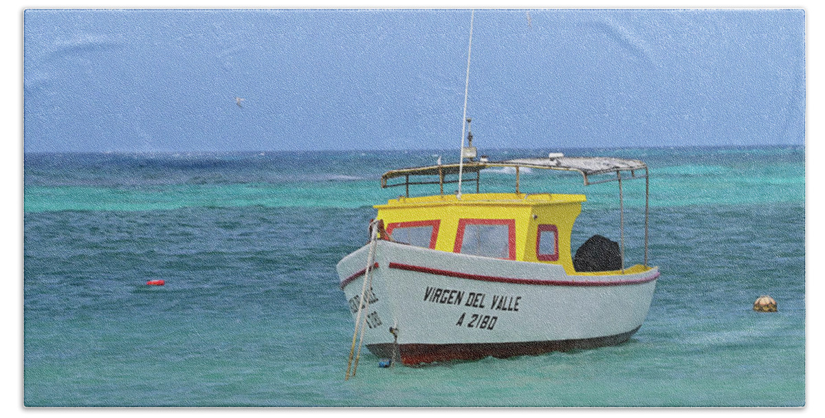 Boat Beach Towel featuring the photograph Awaiting the next fishing voyage by Ed Stokes