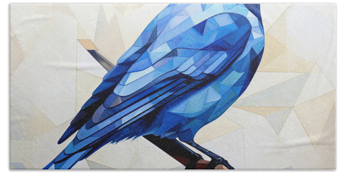 Bluebird Beach Towel featuring the painting Azure Symmetry by Lourry Legarde