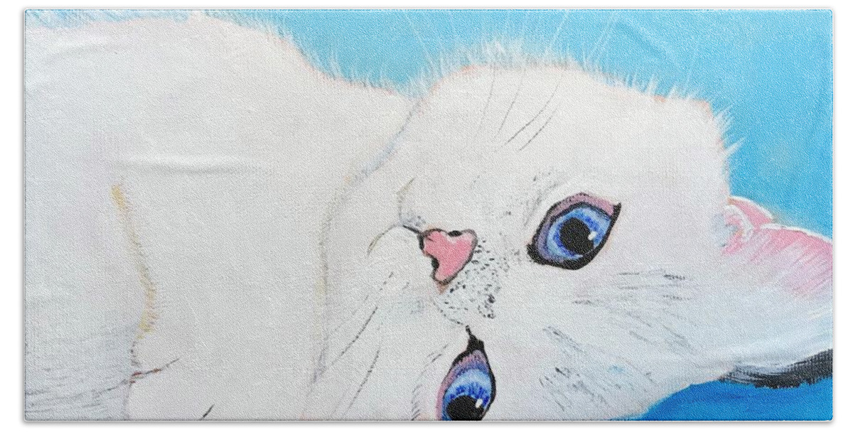 Pets Beach Towel featuring the painting Baby Blue Eyes by Kathie Camara