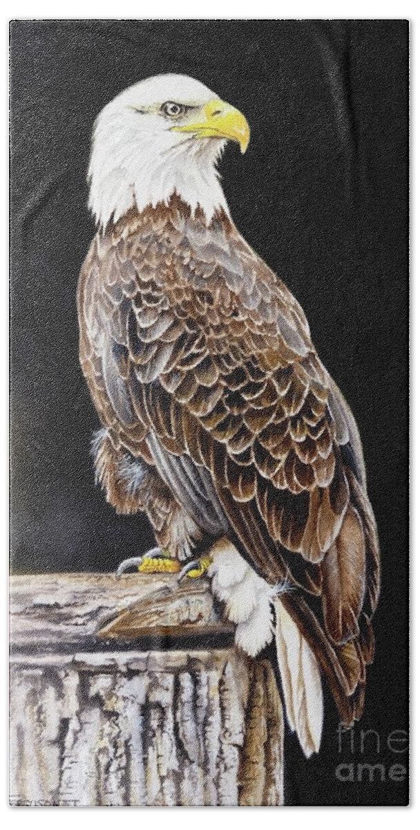 Bird Beach Towel featuring the painting Bald Eagle by Jeanette Ferguson