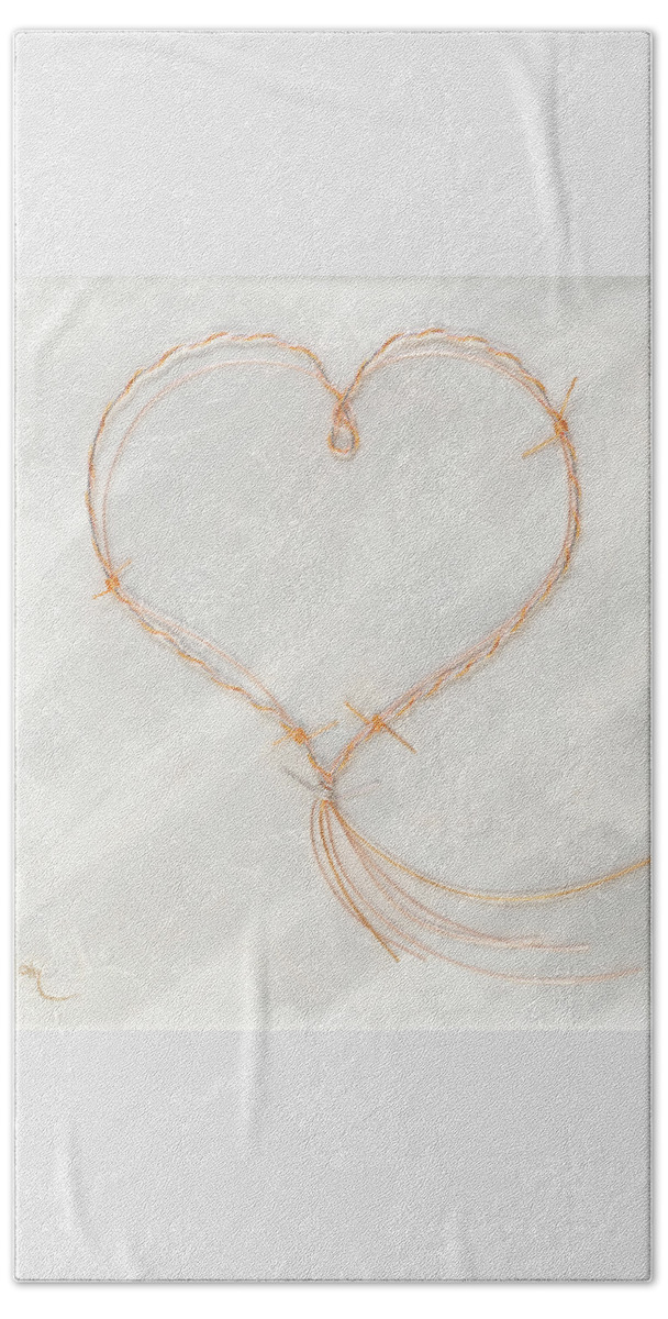 Heart Beach Towel featuring the painting Barbed Heart-Gold Pink by Tamara Nelson
