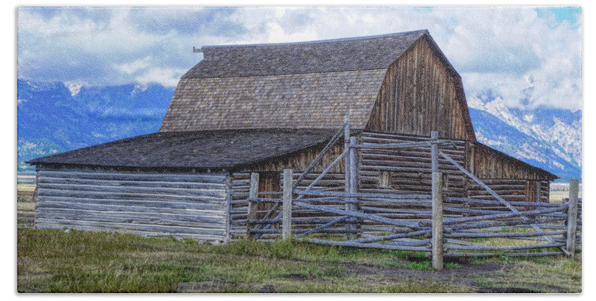 Grand Teton National Park Beach Towel featuring the photograph Barn on Mormon Row 1223 by Cathy Anderson