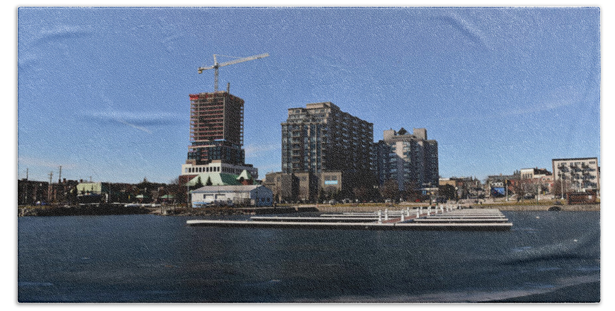 Urban Development Beach Sheet featuring the photograph Barrie Public Marina March 7-2024 by Lyle Crump