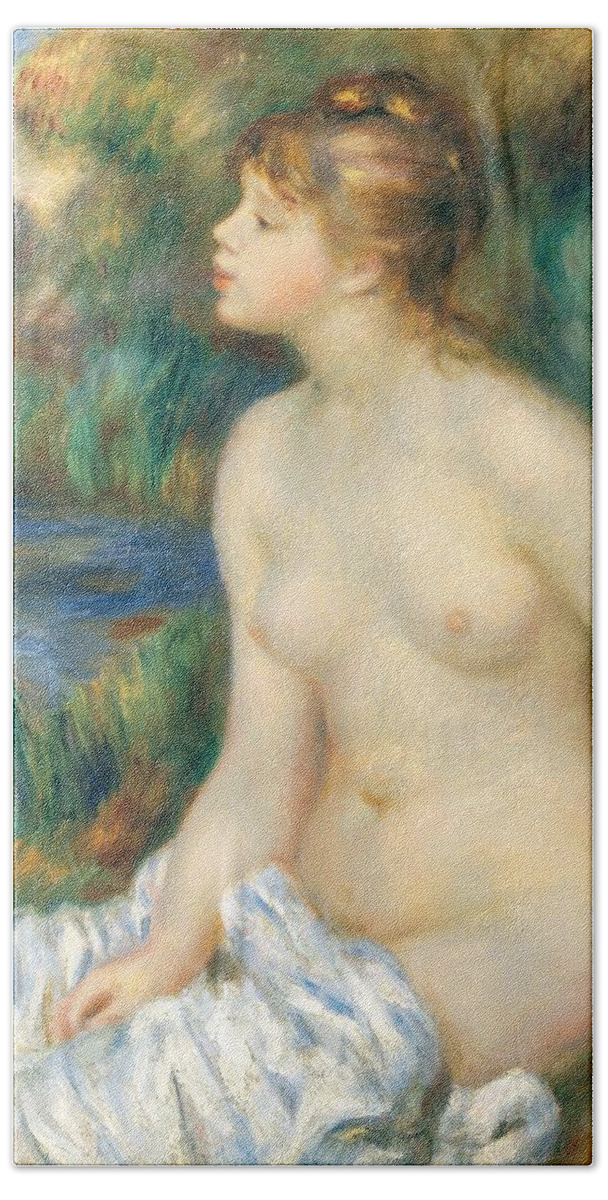  Beach Sheet featuring the painting Bather by Pierre-Auguste Renoir