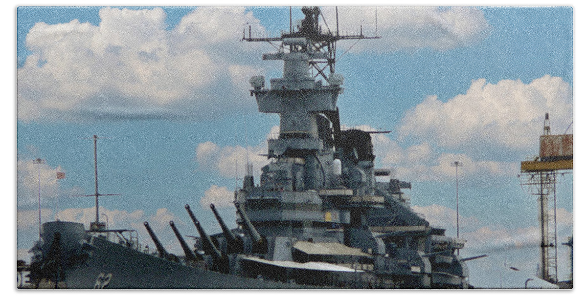Battleship Beach Towel featuring the photograph Battleship New Jersey by Kevin Fortier