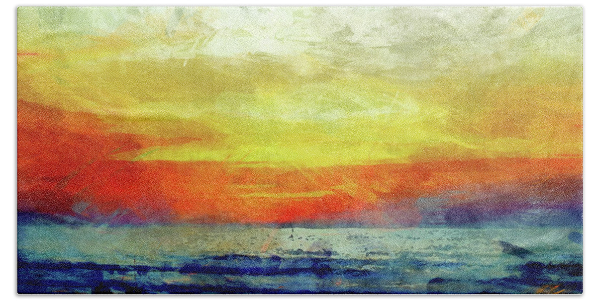 Beach Beach Towel featuring the digital art Beach At Sunset by Phil Perkins