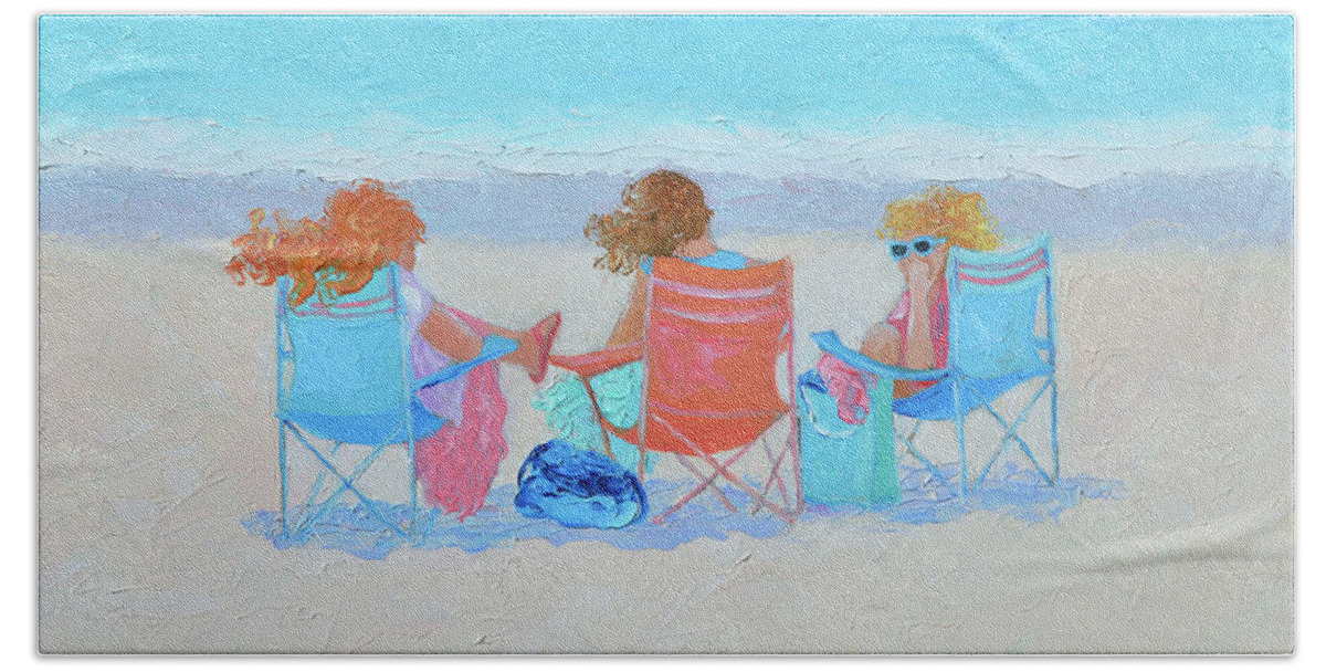 Beach Beach Towel featuring the painting Beach Painting - Girl Friends - by Jan Matson by Jan Matson