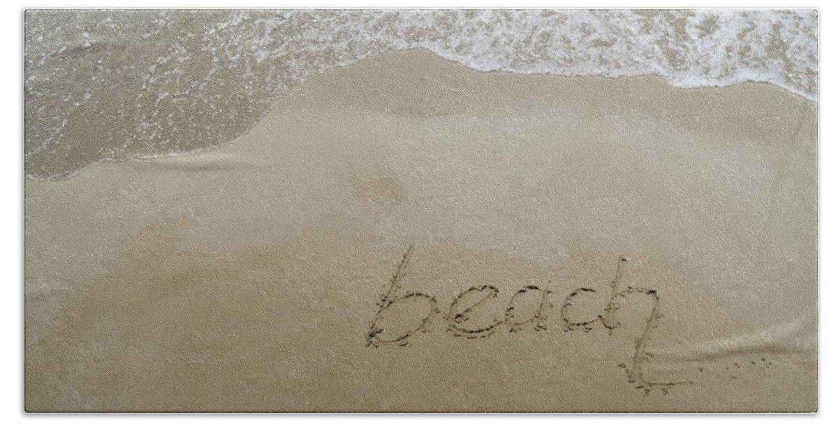 Dream Beach Beach Towel featuring the photograph Beach, Written In Fine Sand by Adriana Mueller