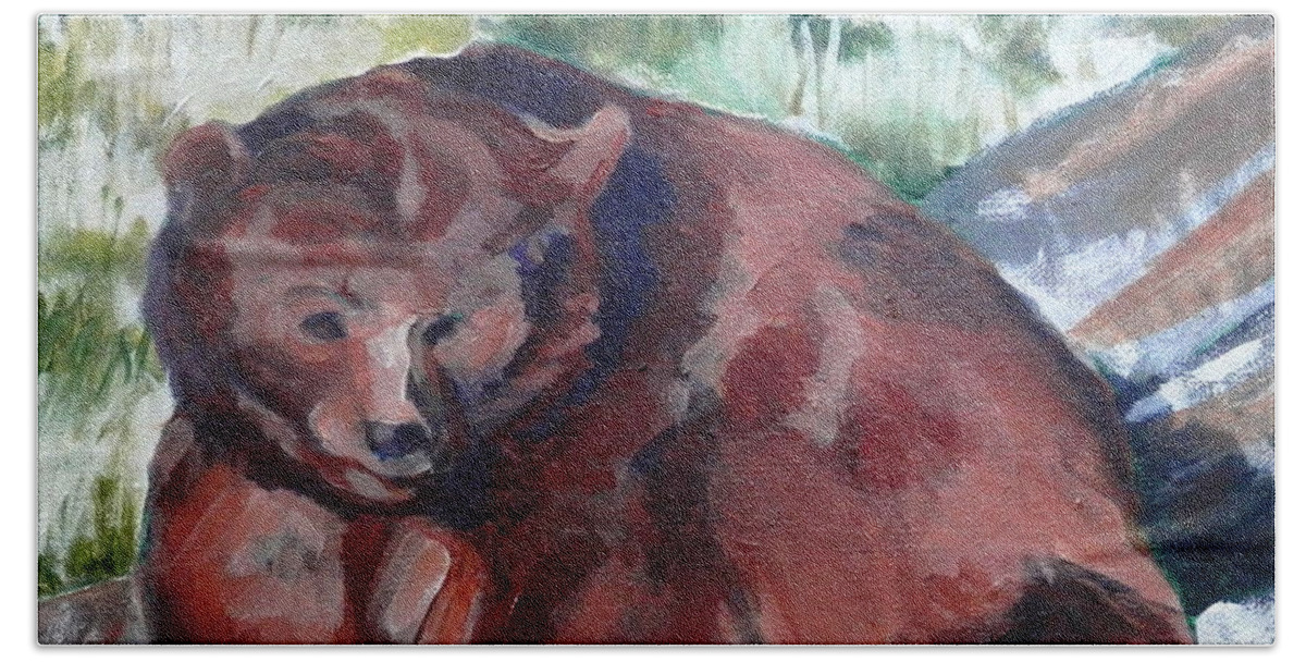 Brown Bear Beach Towel featuring the painting Bear from Bear Country by Martha Tisdale