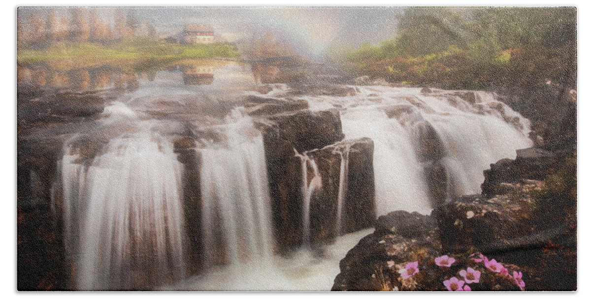 Clouds Beach Towel featuring the photograph Beautiful Fairy Pools Scotland Painting by Debra and Dave Vanderlaan
